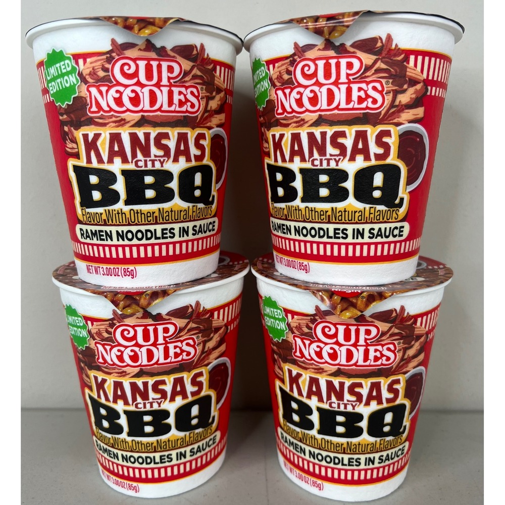 Set 4 Nissin Cup Noodles Kansas City BBQ Limited Edition Ramen Noodles EXP 5/27